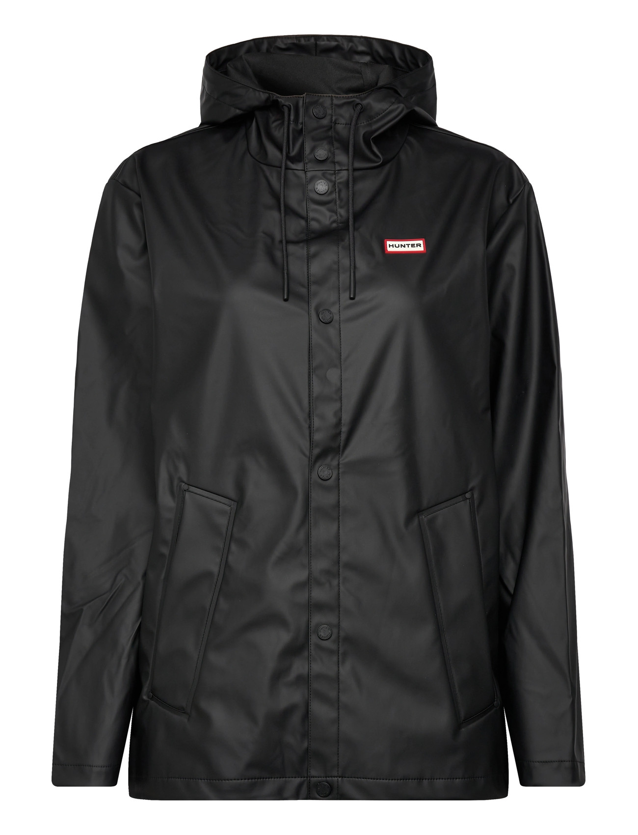 Hunter Izzy Pu Hooded Jacket, XS, Black, Regntøj > Regnfrakker, Dame