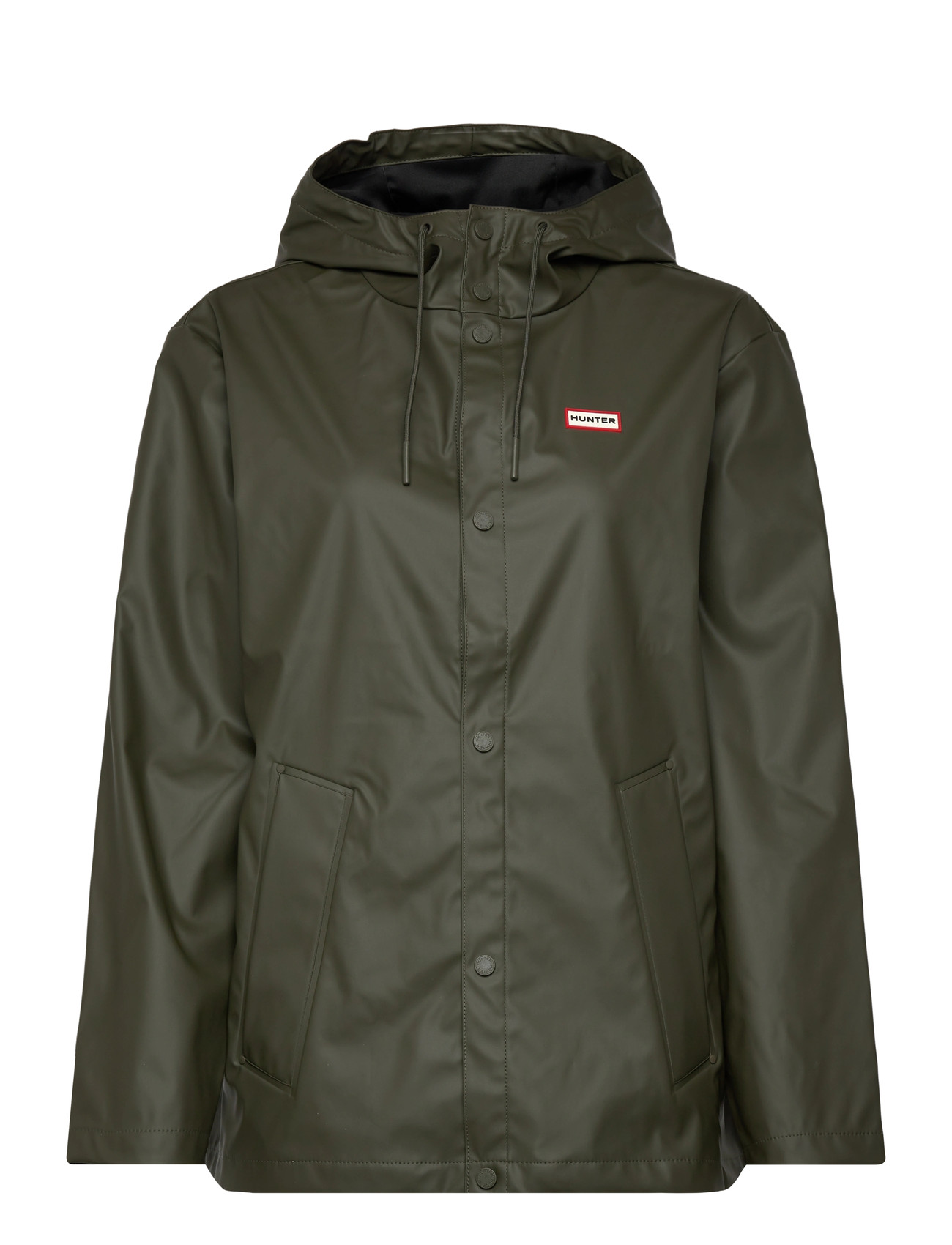 Hunter Izzy Pu Hooded Jacket, S, Khaki green, Regntøj > Regnfrakker, Dame