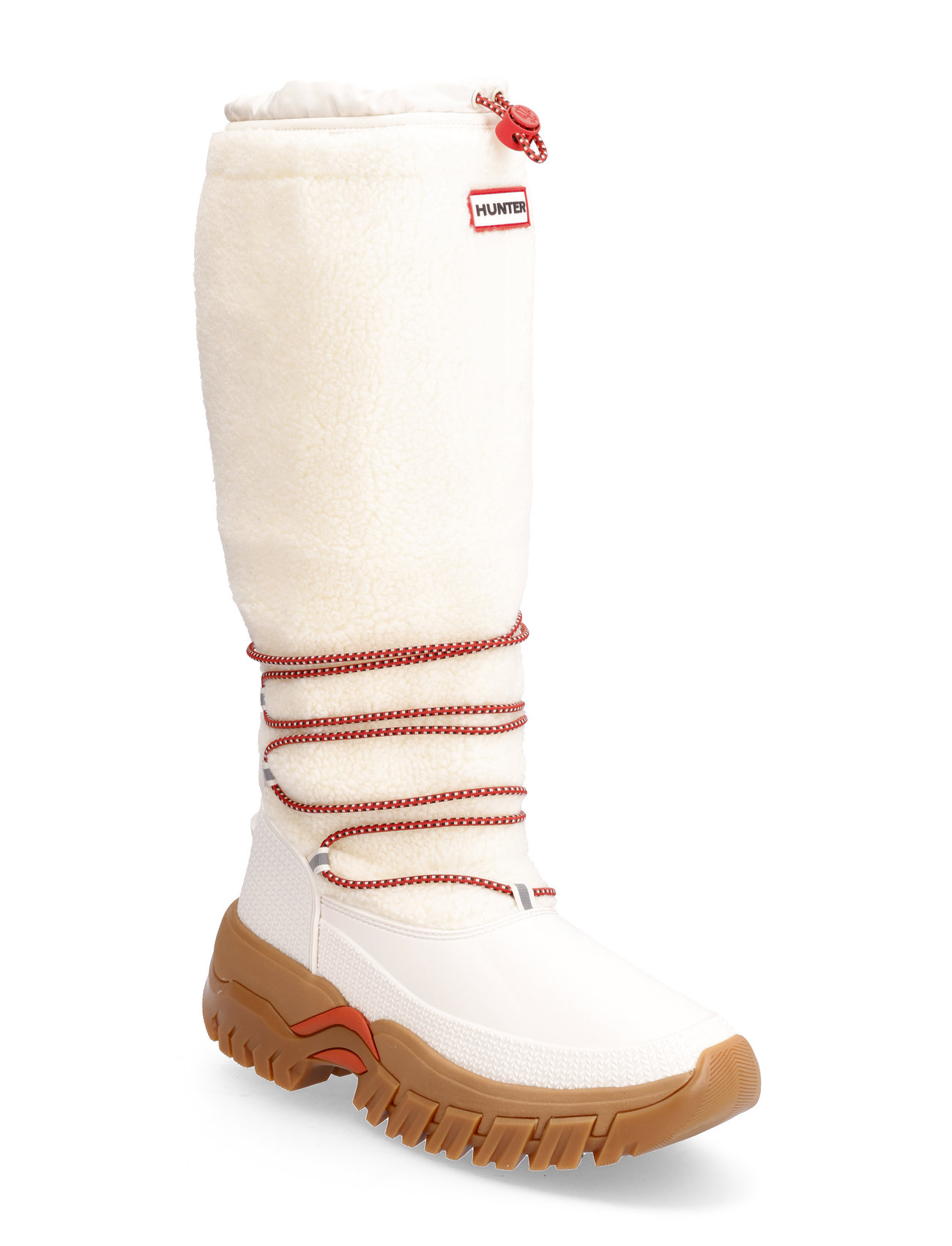 hunter original wanderer short sherpa snow boot in white