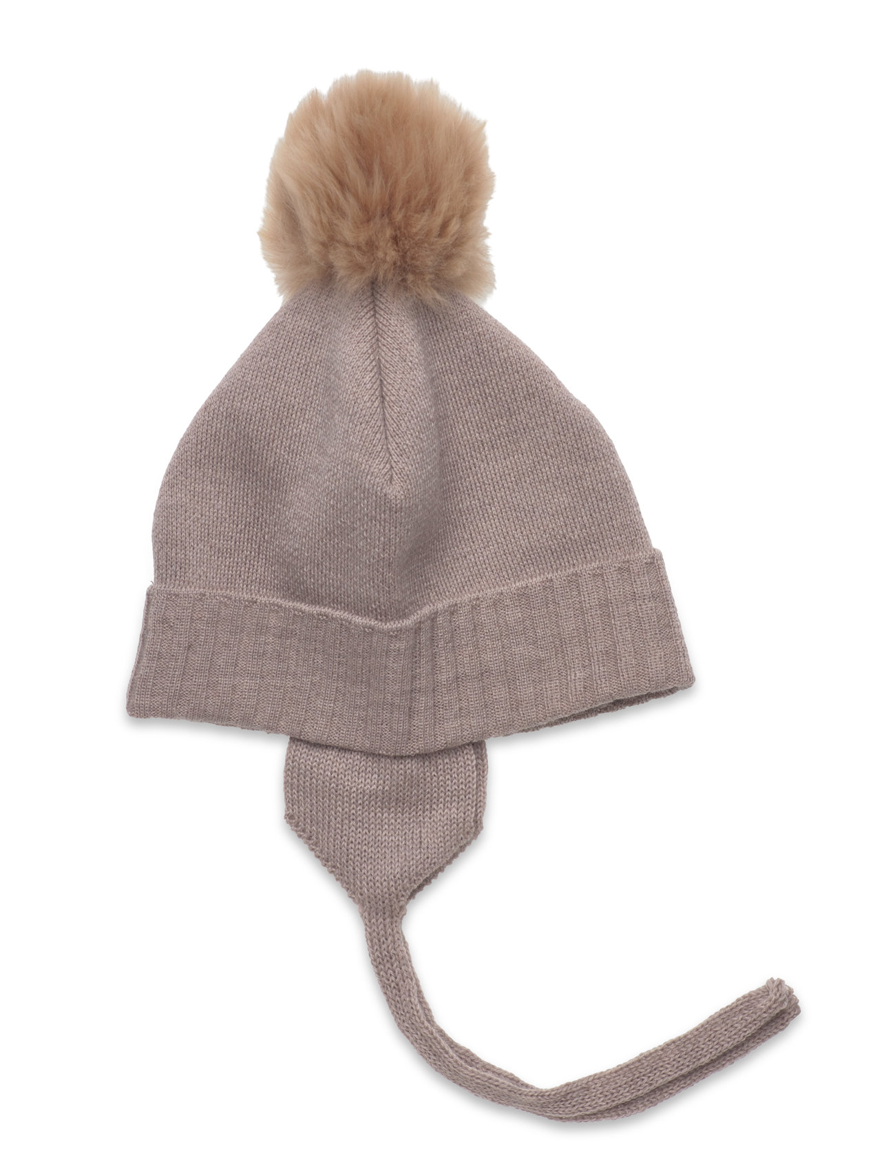 Huttelihut Bonnet Wool Knit Alpaca Pompon Beige