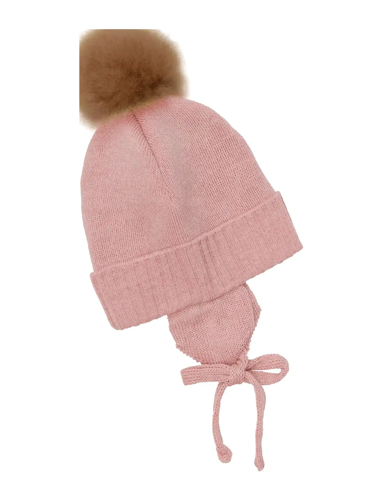Huttelihut Bonnet Wool Knit Alpaca Pompom, 9-12M, Pink, Huer > Beanie, Børn