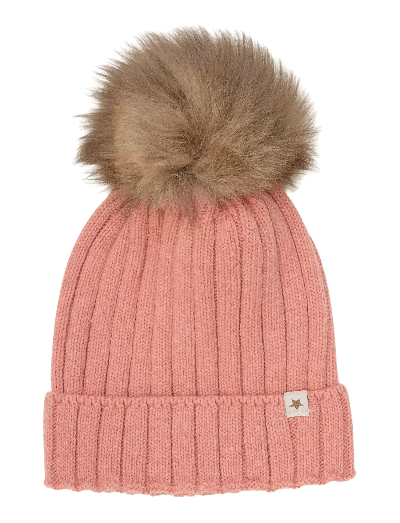 Huttelihut Hat Knit Alpaca Pompom, 4-6Y, Pink, Huer > Beanie, Børn