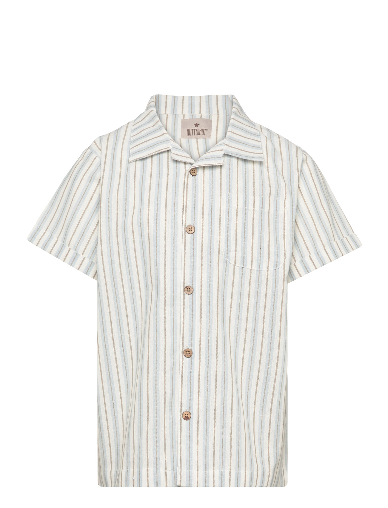 Shirt Ss Woven Stripe Green Huttelihut