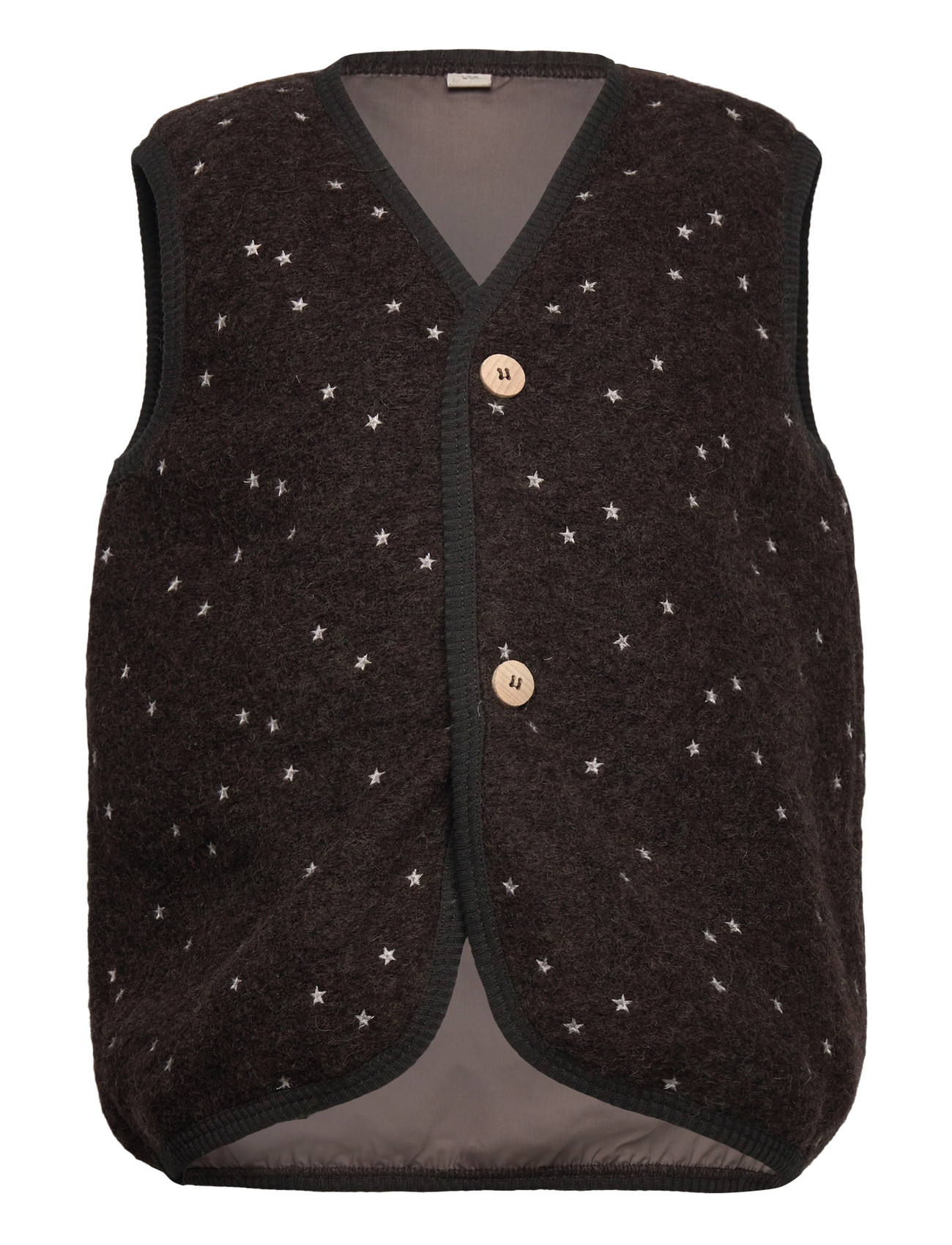 Huttelihut Vest Wool Emb. W. Lining, 140, Brown, Overtøj > Udendørs Veste, Børn