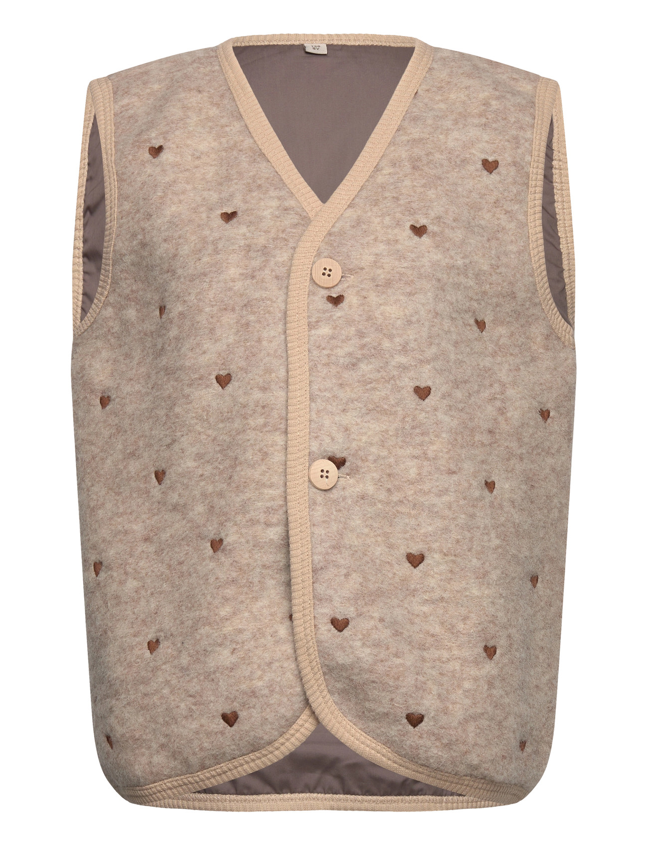Huttelihut Vest Wool Emb. W. Lining, 134, Brown, Overtøj > Udendørs Veste, Børn