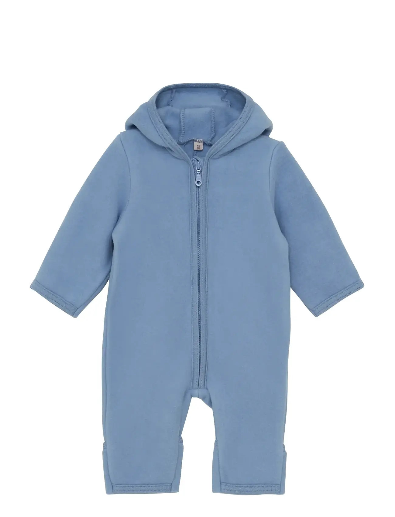 Huttelihut Pram Suit Ears Cot. Fleece, 56, Blue, Fleece Overtøj - Coveralls, Børn