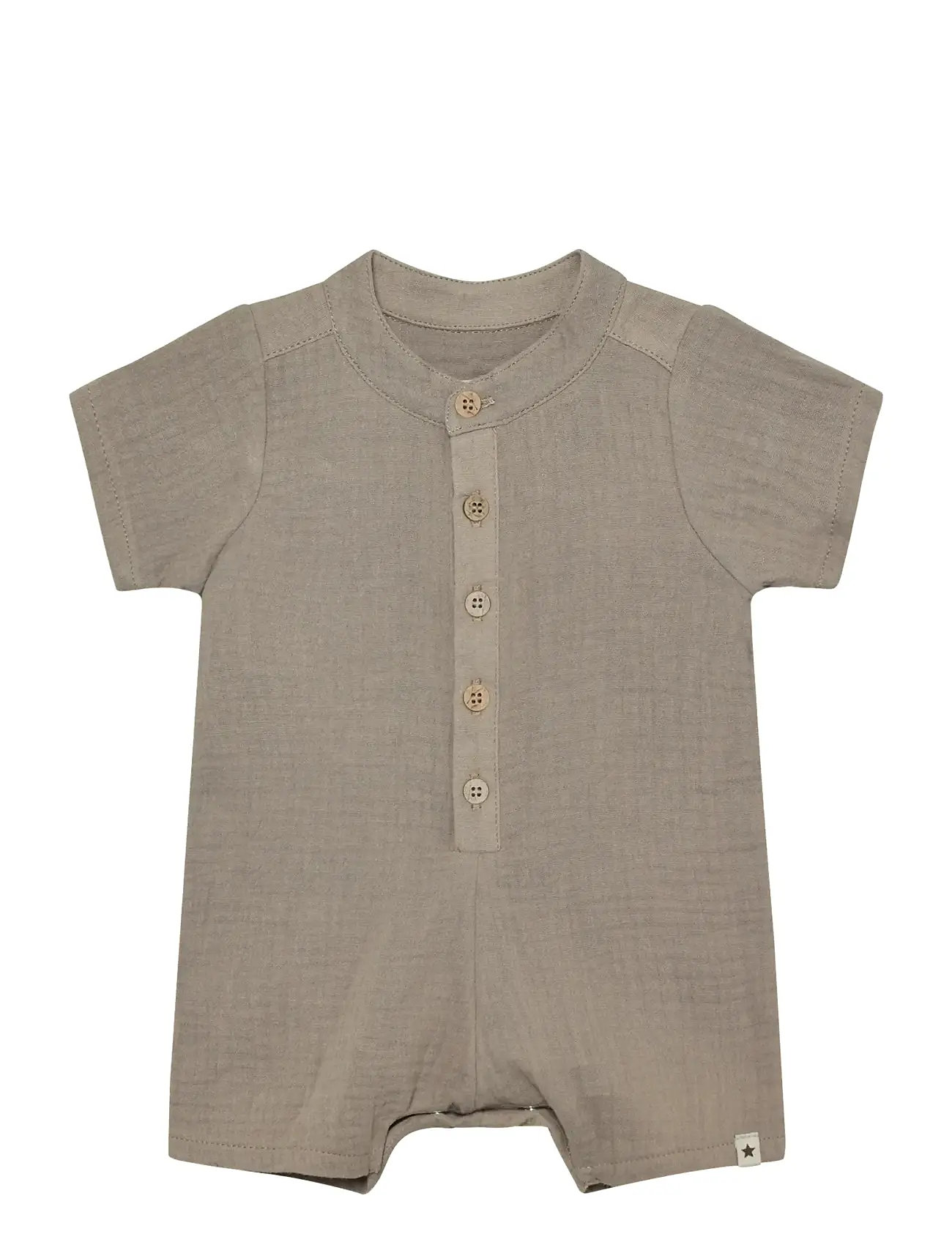 Huttelihut Playsuit Ss Muslin, 74, Beige, Kroppe > Kortærmede, Børn