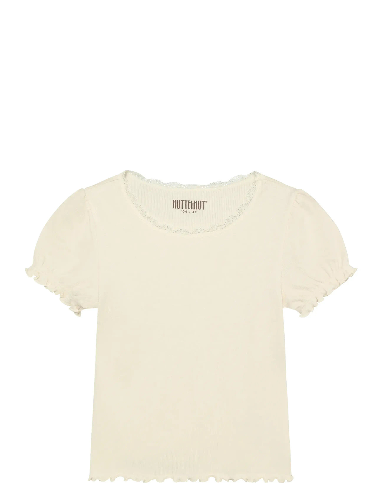 Huttelihut T-Shirt Ss Rib, 98, White, T-Shirts > Kortærmede, Børn