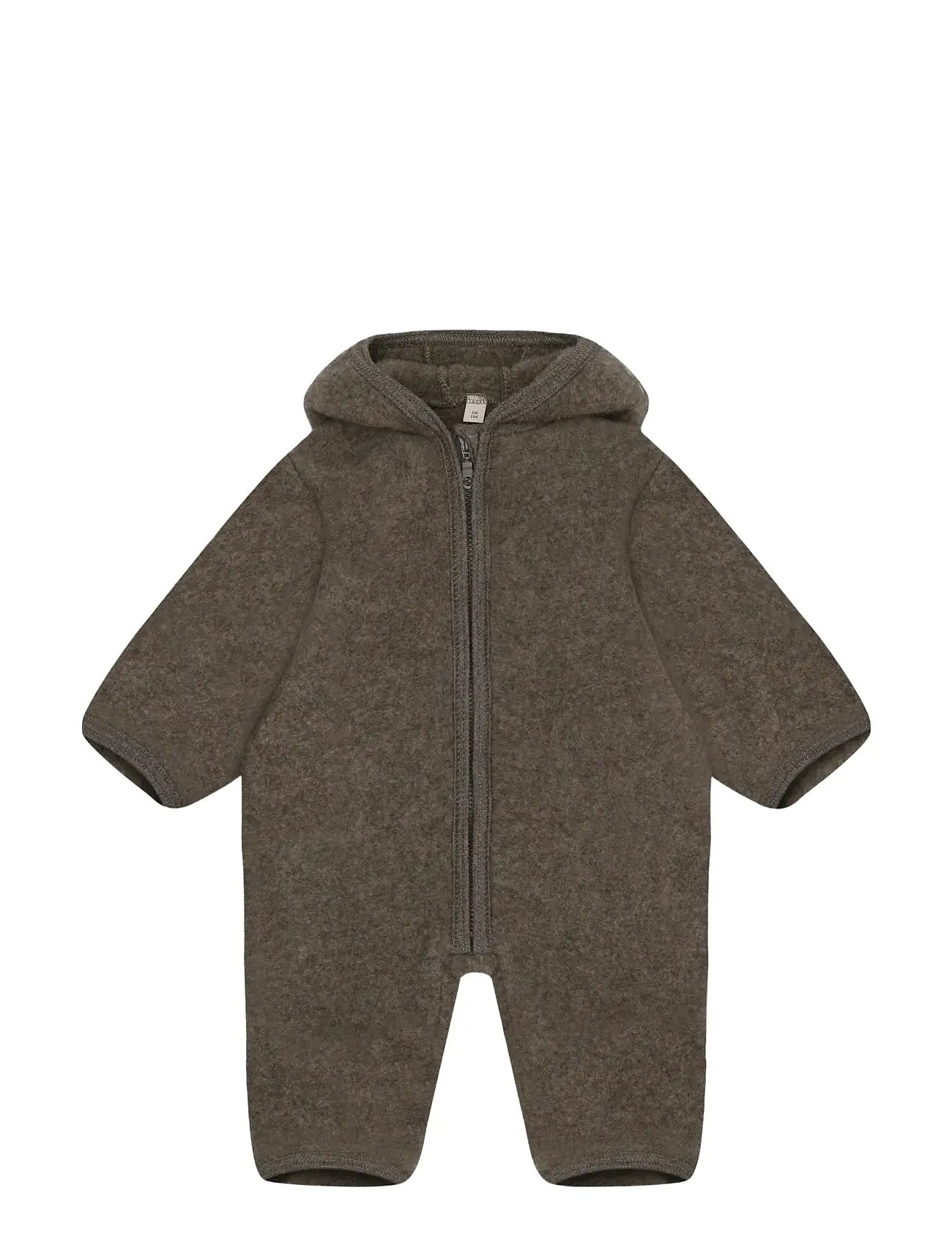 Huttelihut Pram Suit Wool Fleece, 62, Brown, Overtøj I Fleece > Fleecedragter, Børn