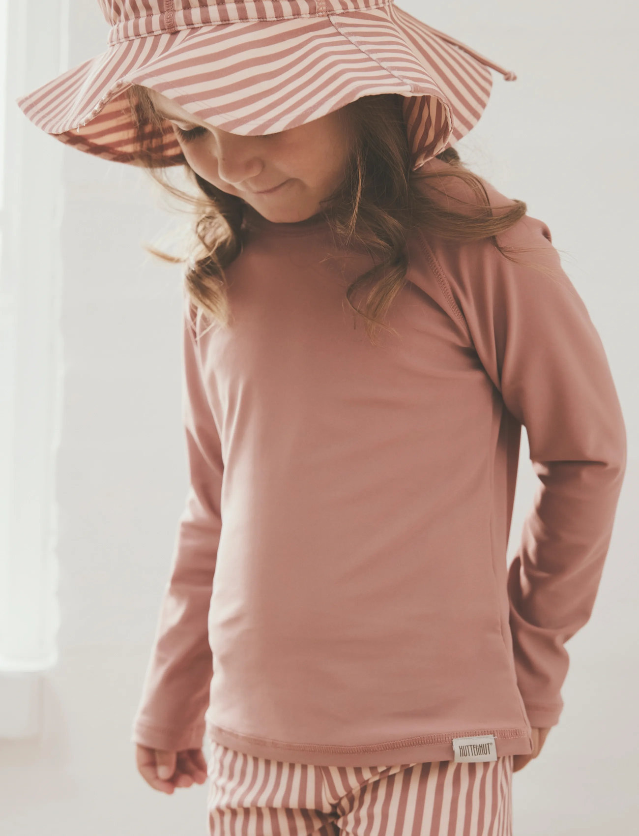 Huttelihut Swim T-Shirt Ls Solid -Upf 60+, 80, Pink, Badetøj > Swim Overdele, Børn