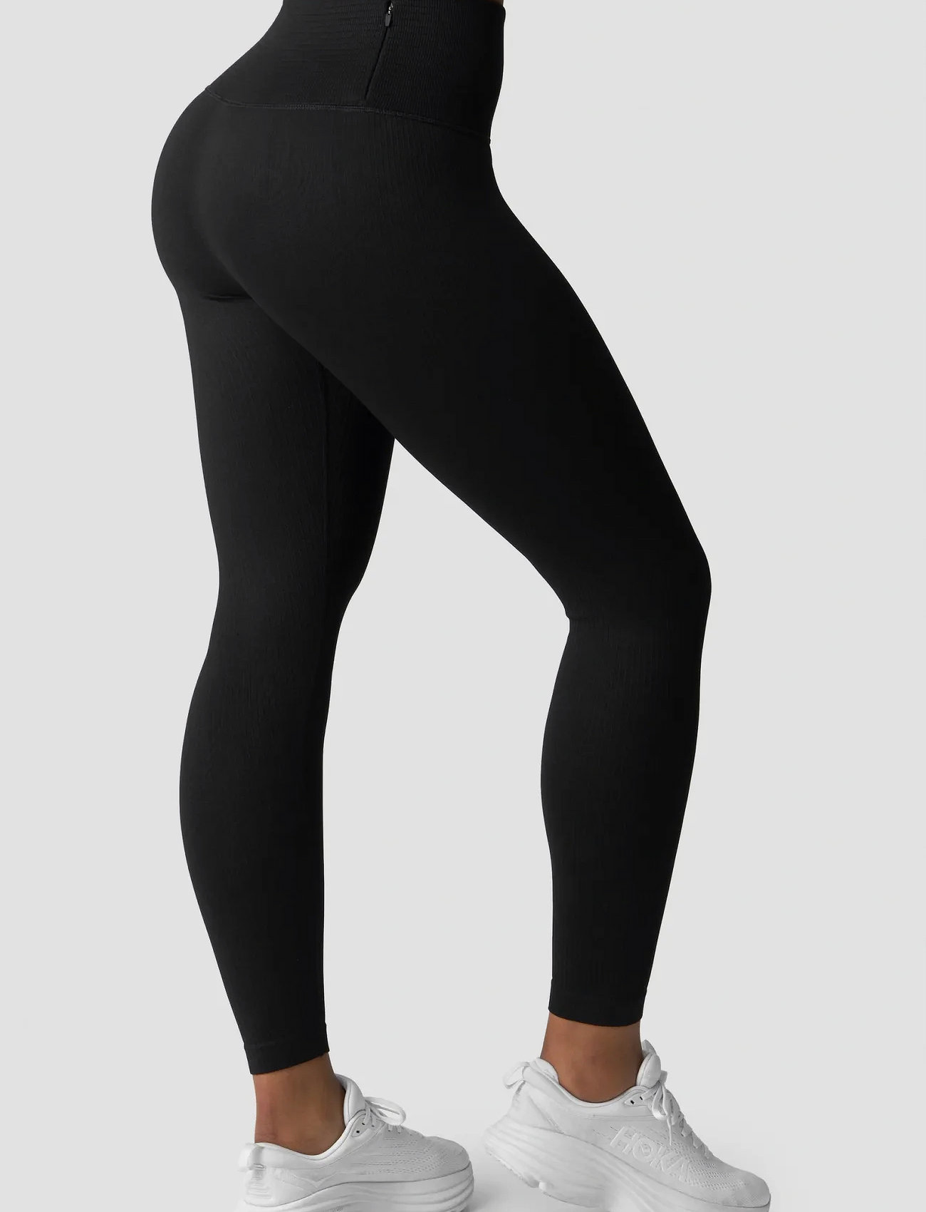 ICANIWILL Ribbed Define Seamless Pocket Tights, M, Black, Sport Tights > Sport Seamless Tights, Dame