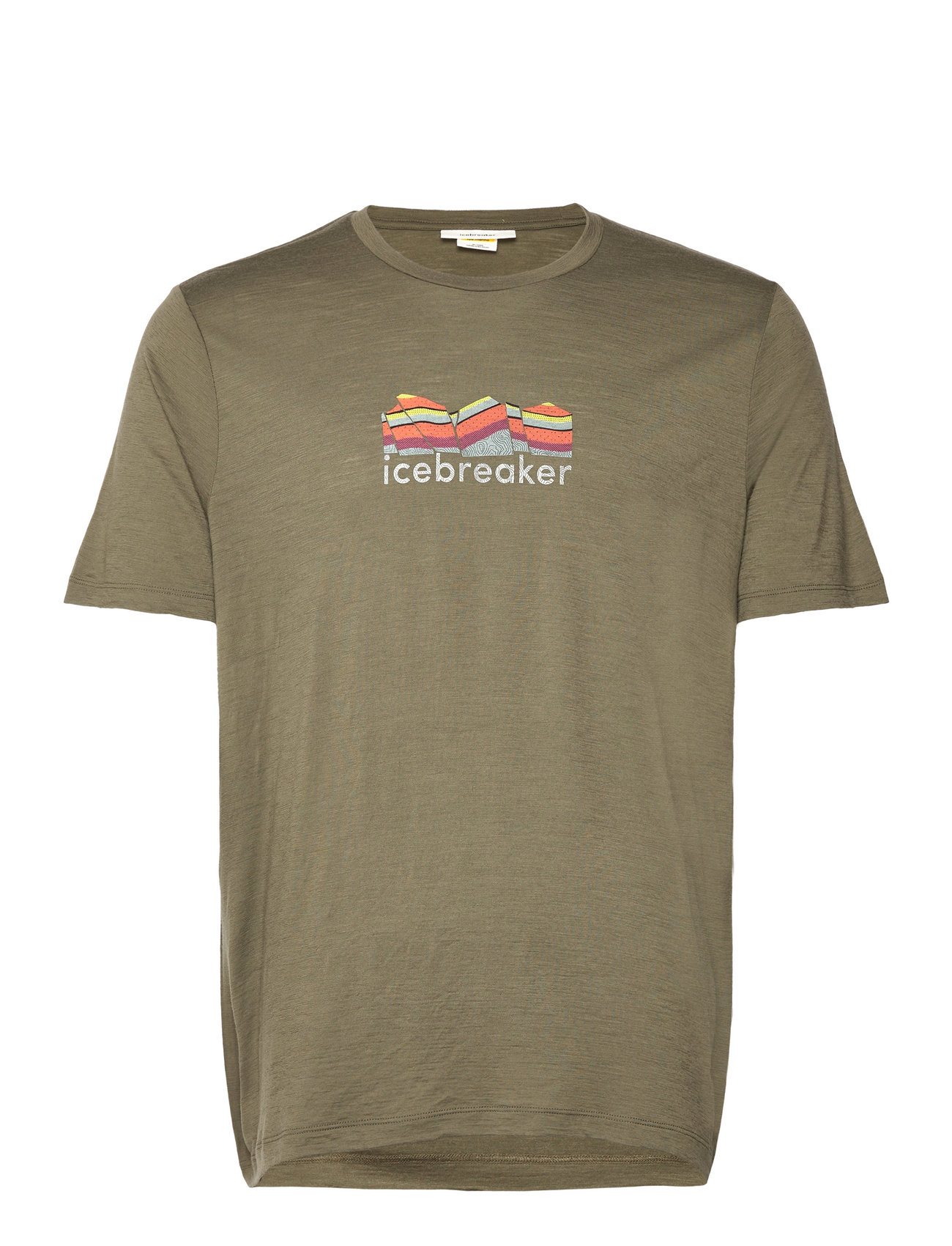 Men Tech Lite Ii Ss Tee Mountain Geology T-shirts Short-sleeved Khaki Green Icebreaker