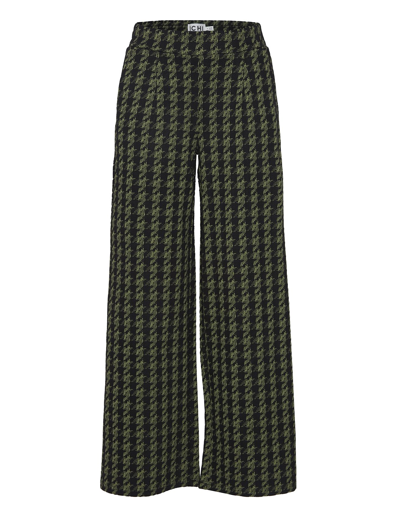 ICHI Ihkate Houndstooth Wide Pa Grön