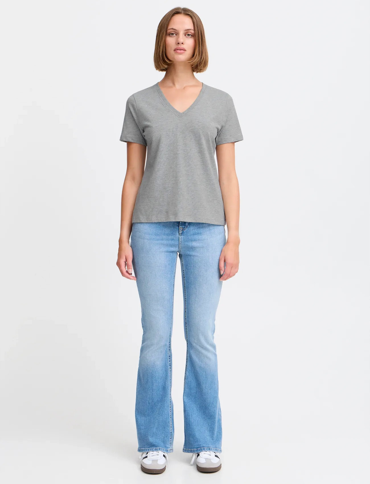 ICHI Ihpalmer V Ss, S, Grey, T-Shirts & Toppe > Kortærmede, Dame