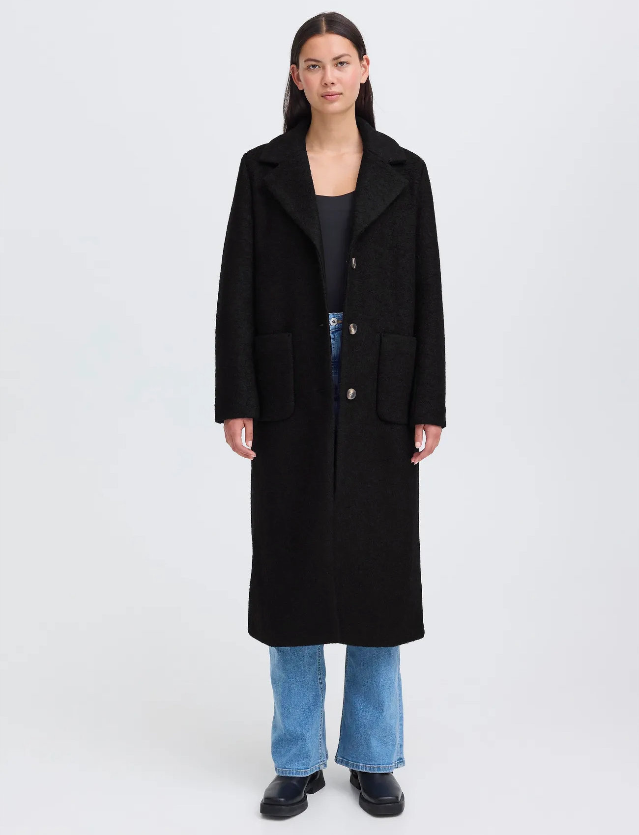 ICHI Ihstipa Ja6, 38, Black, Frakker > Uldfrakker, Dame