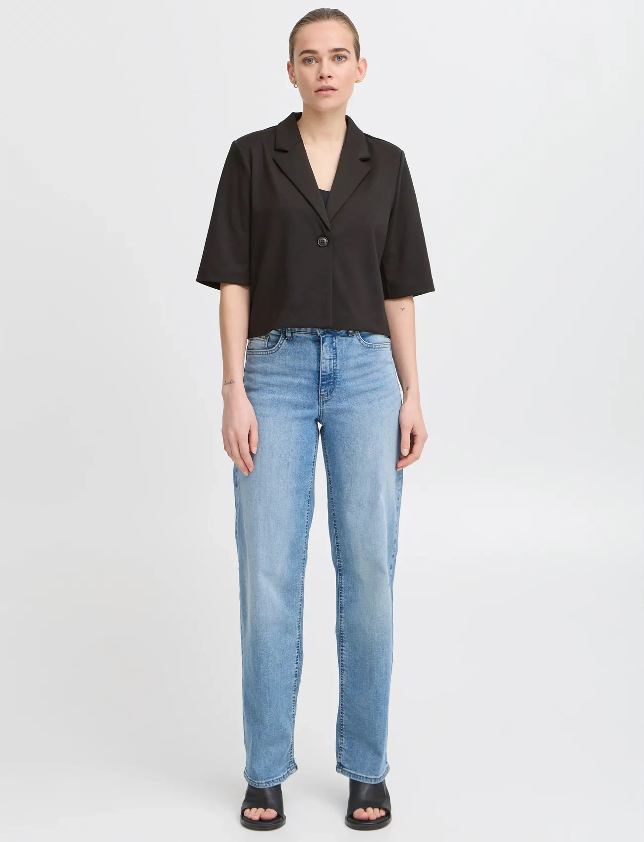 ICHI Ihkate Sus Cropped Bl, XL, Black, Blazere > Cropped Blazere, Dame