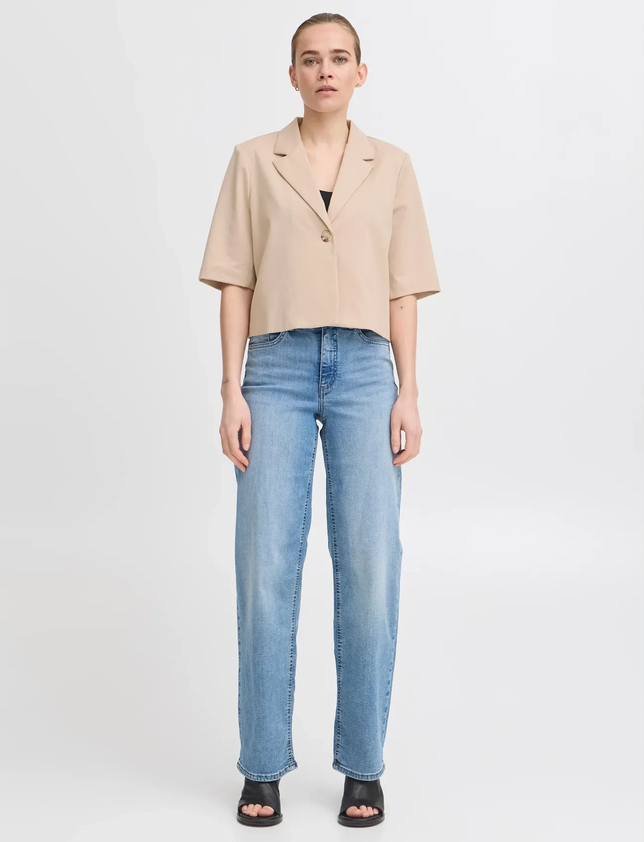 ICHI Ihkate Sus Cropped Bl, XXL, Beige, Blazere > Cropped Blazere, Dame