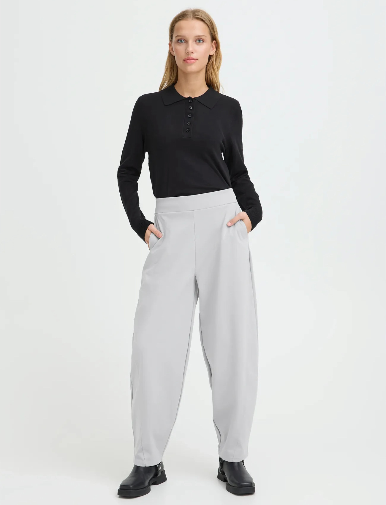 ICHI Ihkate Barrel Pa, XXL, Grey, Trousers > Barrel Trousers, Dame