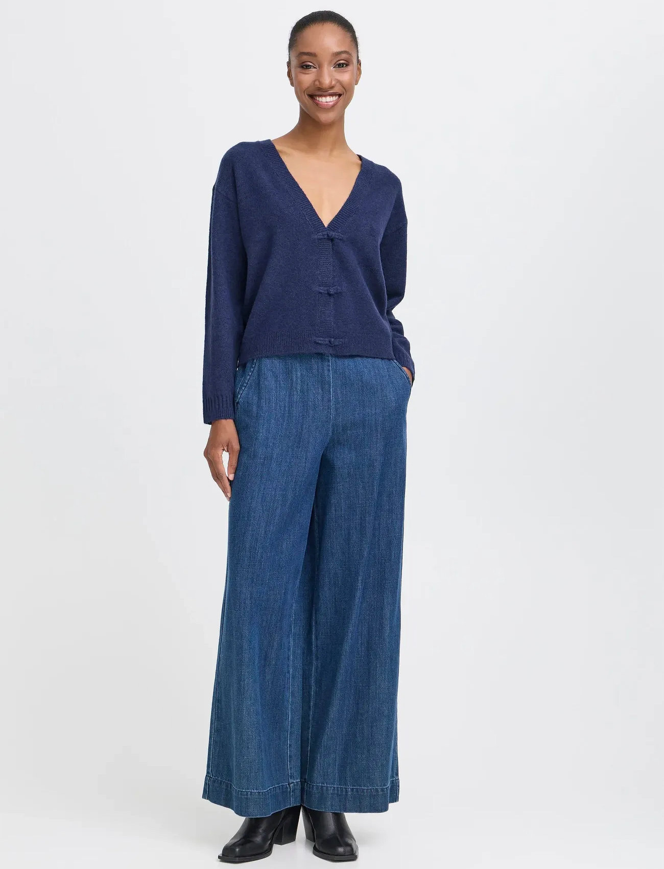 ICHI Ihdasila Ca, S, Blue, Strik > Cardigans, Dame