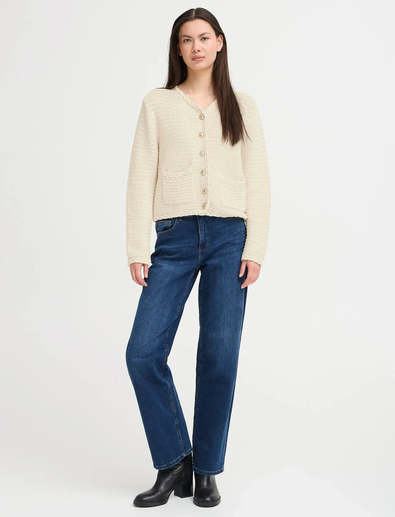 ICHI Ihbarisa Ca, XL, Cream, Strik > Cardigans, Dame