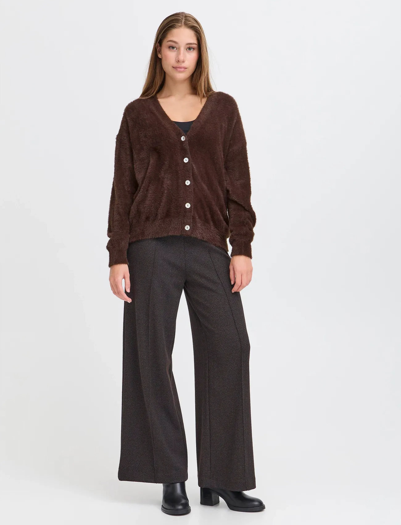 ICHI Ihbrula Ca, L, Brown, Strik > Cardigans, Dame