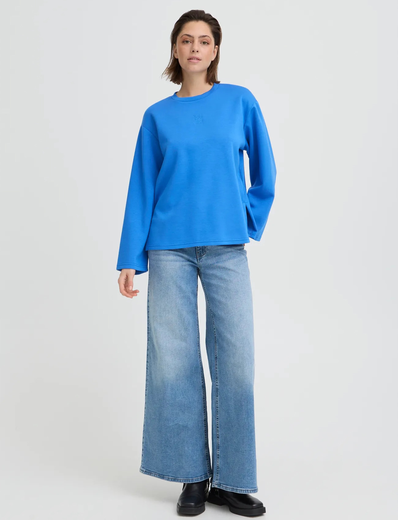 ICHI Ihcozy Ls, L, Blue, T-Shirts & Toppe > Langærmede, Dame