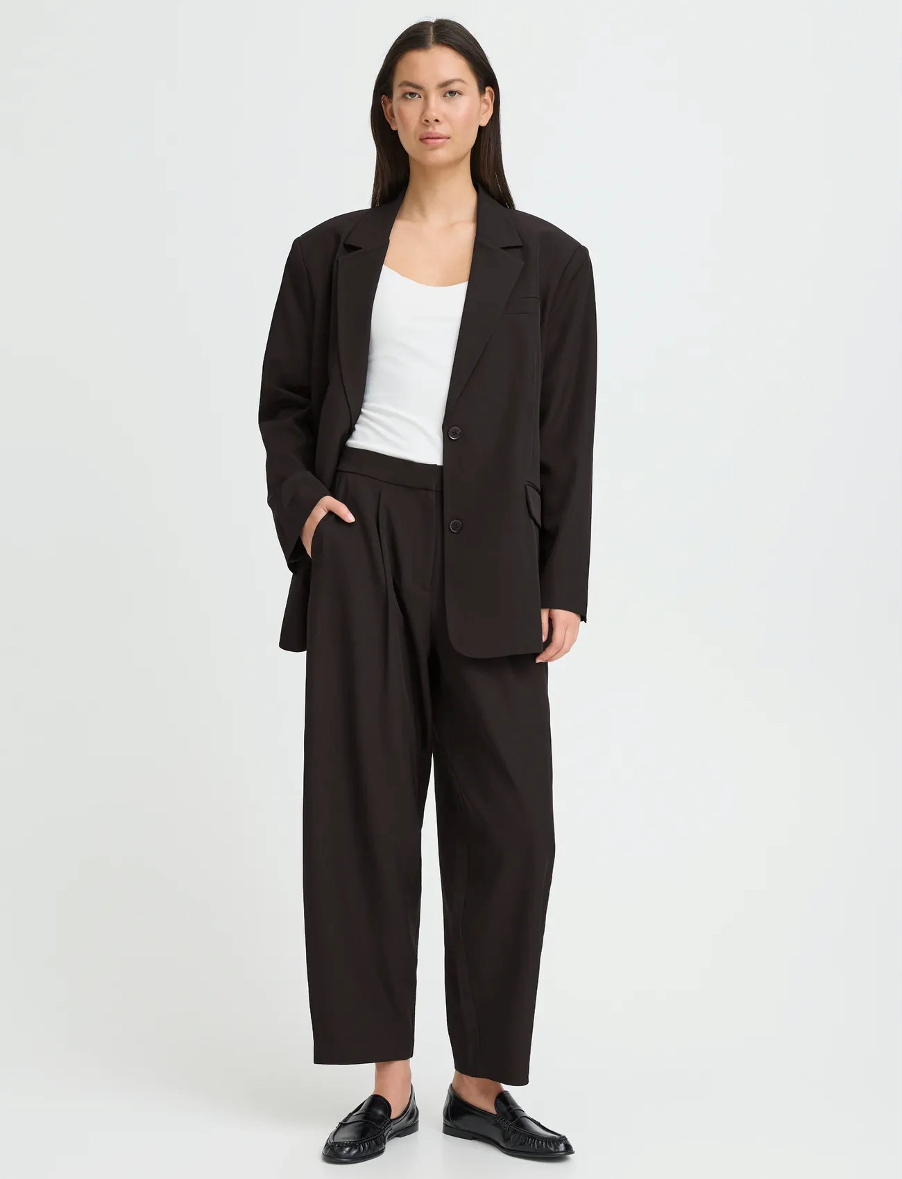 ICHI Ihfava Barrel Pa, 36, Black, Trousers > Barrel Trousers, Dame