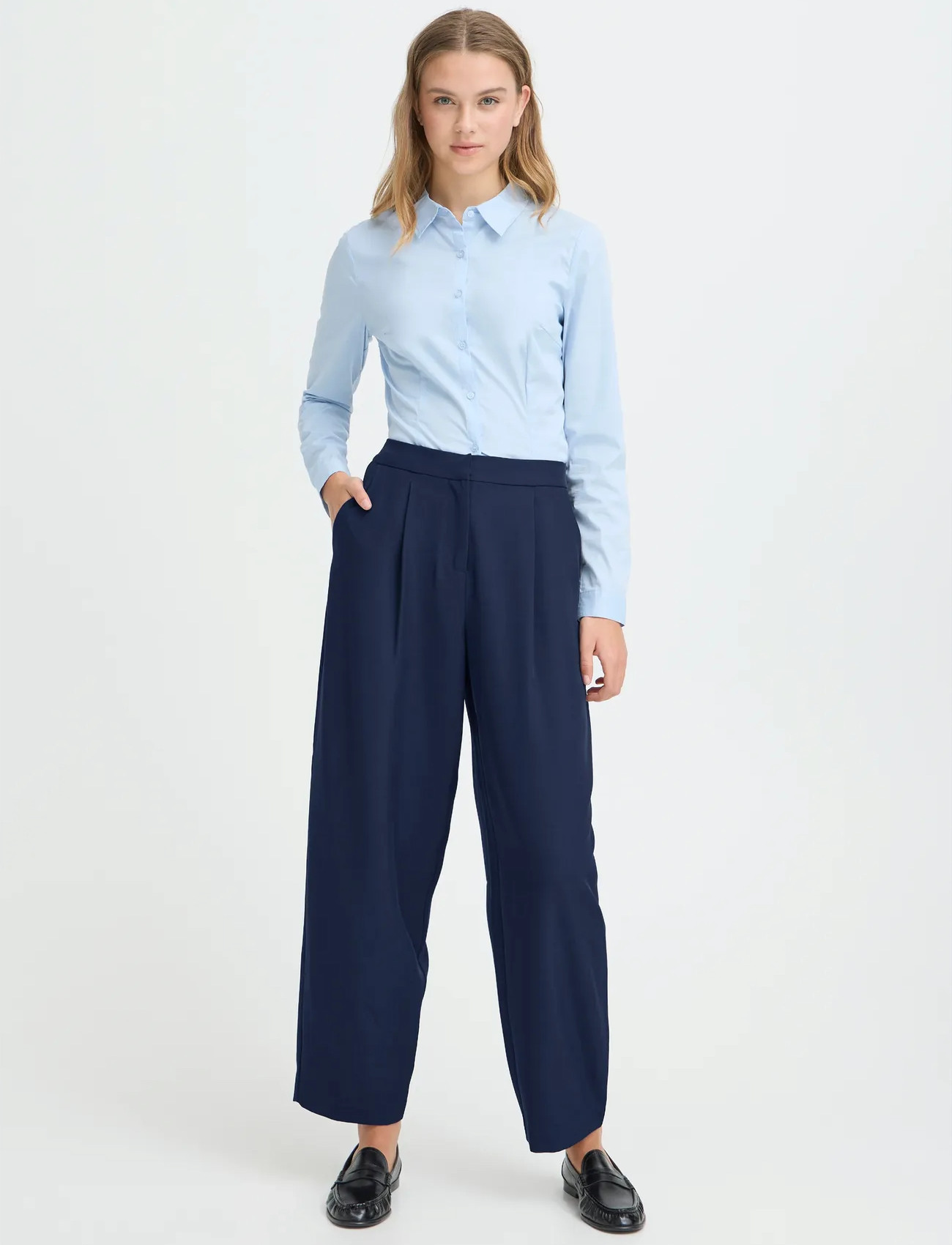 ICHI Ihfava Barrel Pa, 40, Navy, Trousers > Barrel Trousers, Dame