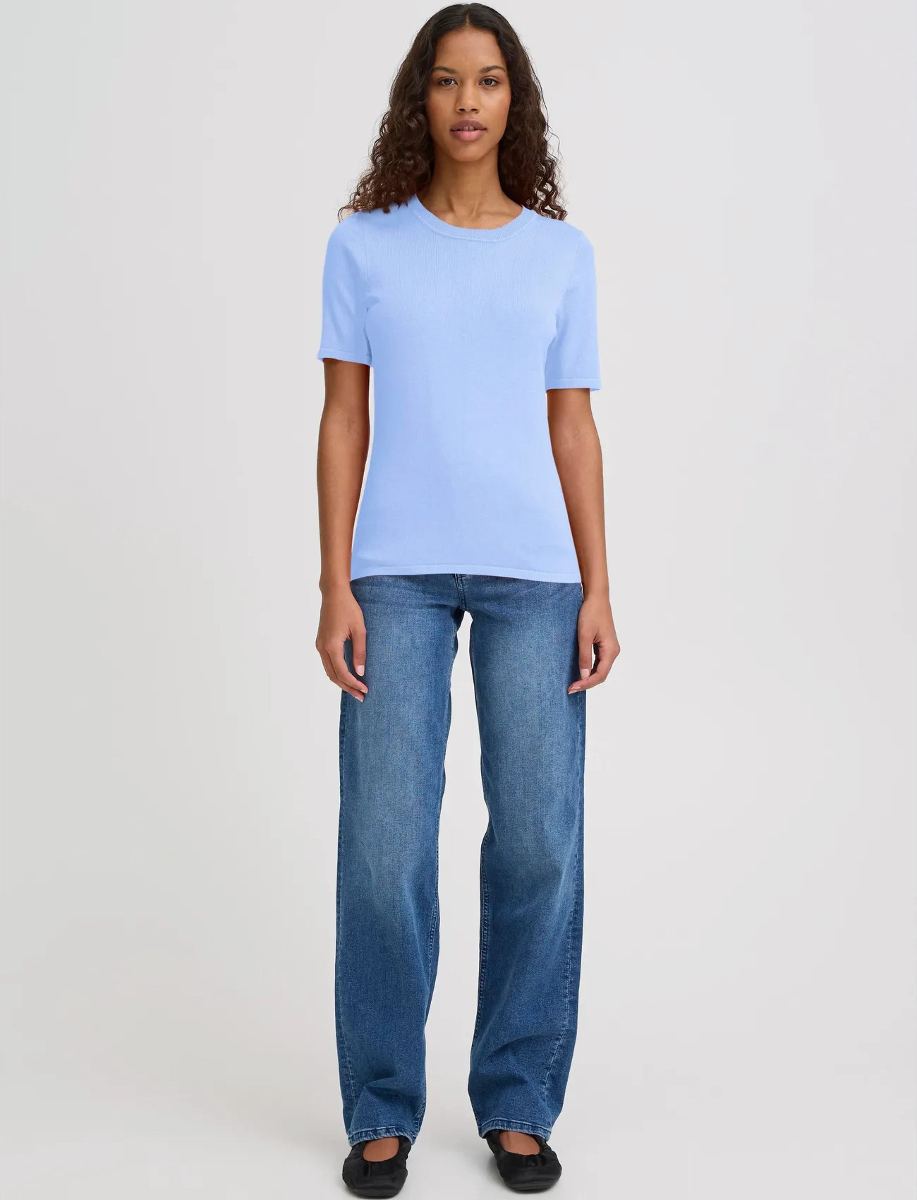 ICHI Ihluls O-Neck Ss, S, Blue, T-Shirts & Toppe > Kortærmede, Dame