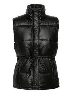 thin black puffer vest