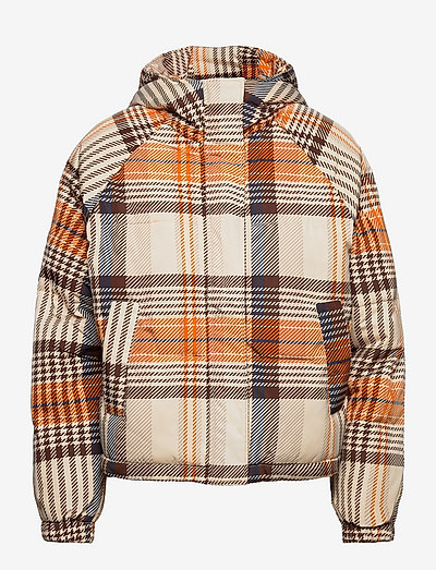 ichi check padded coat