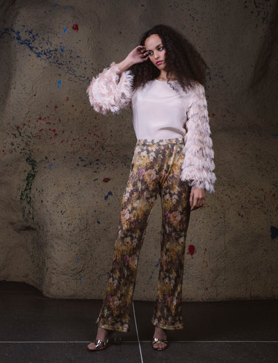 gold glitter trousers