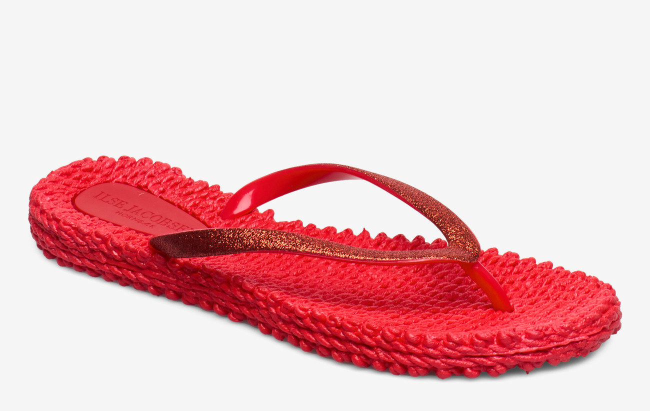 red glitter flip flops