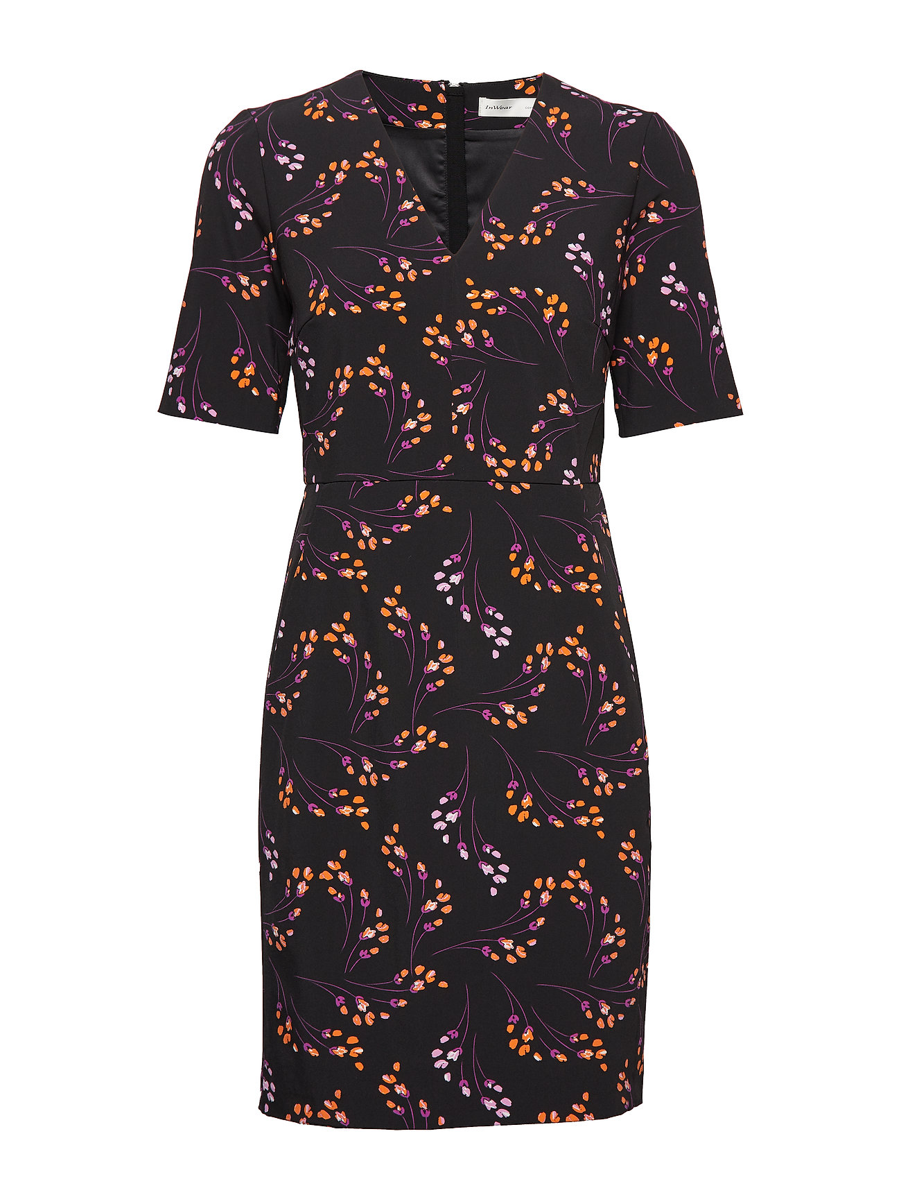 Uli V Neck Dress Jurk Knielengte Zwart Inwear inwear kopen in de aanbieding