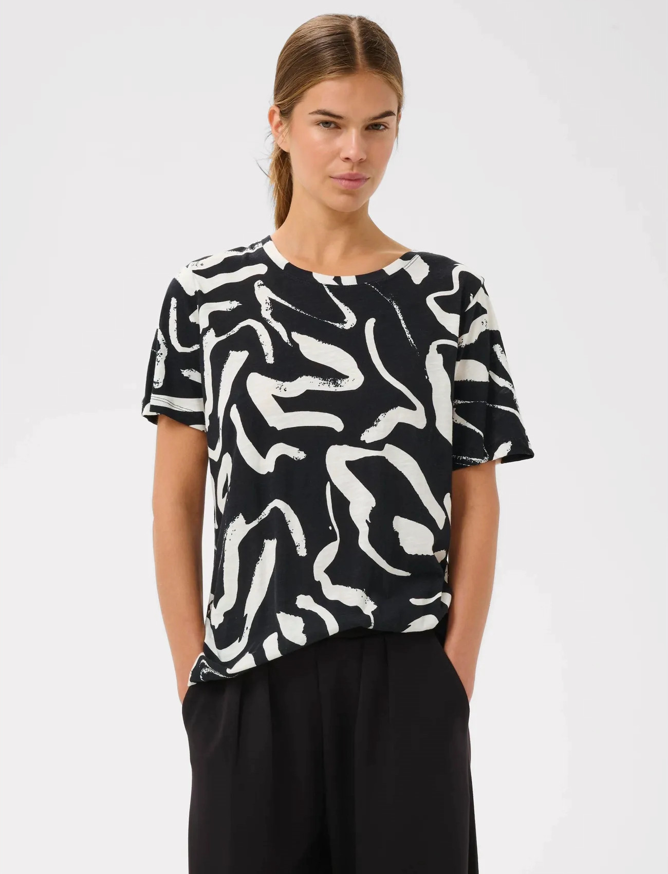 InWear Almaiw Print Tshirt, XL, Black, T-Shirts & Toppe > Kortærmede, Dame