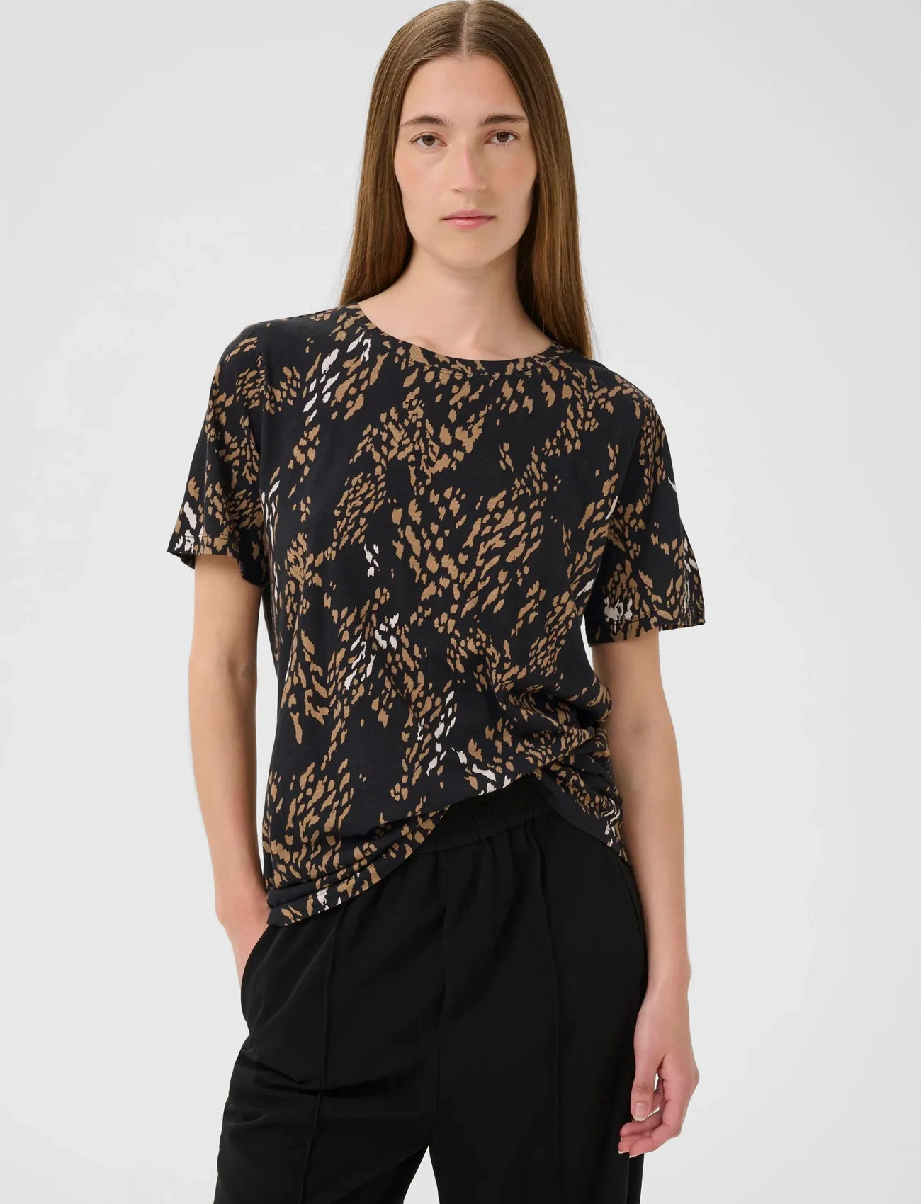 InWear Almaiw Print Tshirt, M, Black, T-Shirts & Toppe > Kortærmede, Dame