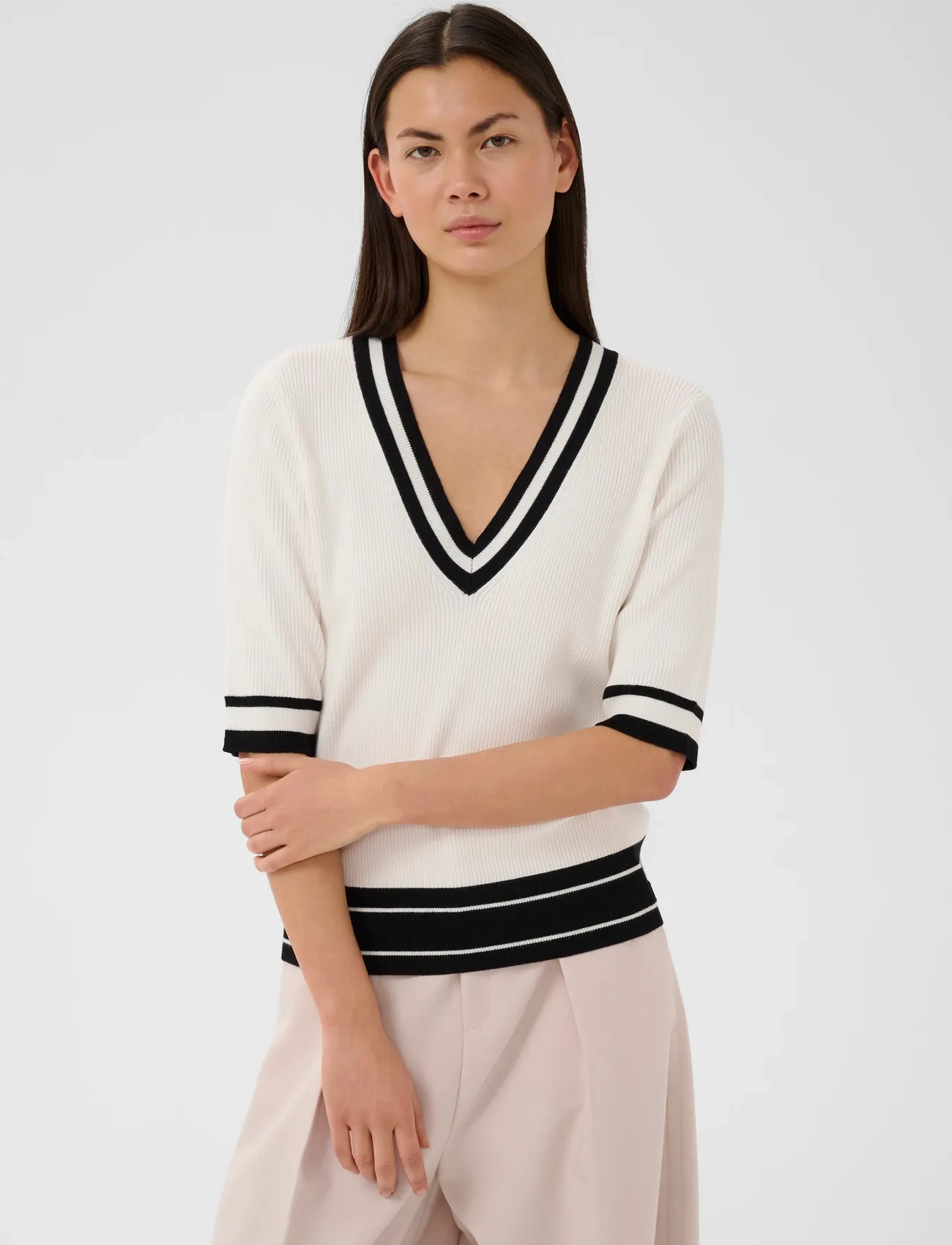 InWear Leenahiw V-Neck Blouse, L, White, Bluser > Langærmede, Dame