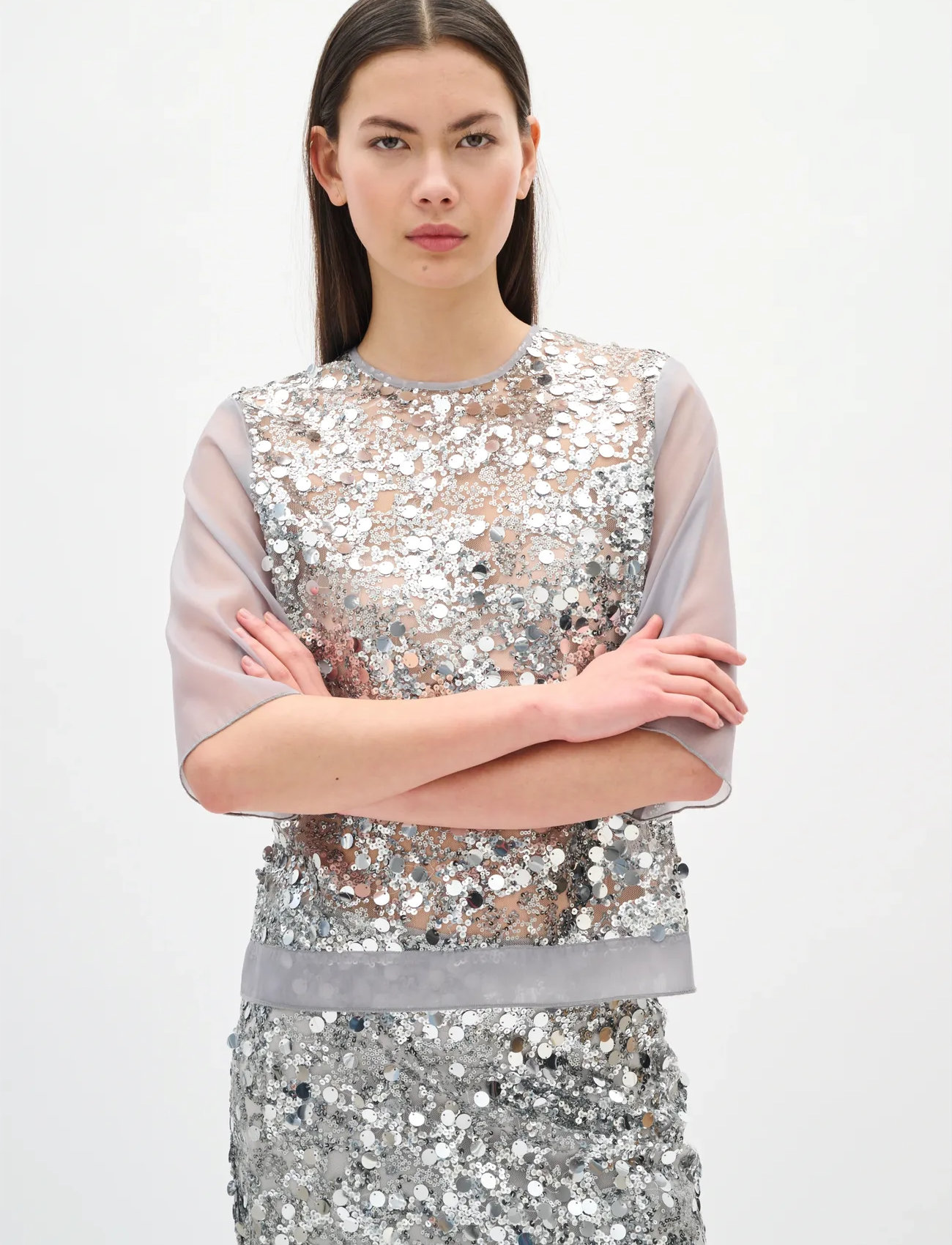 InWear Davinaiw Blouse, 36, Silver, Bluser > Kortærmede, Dame