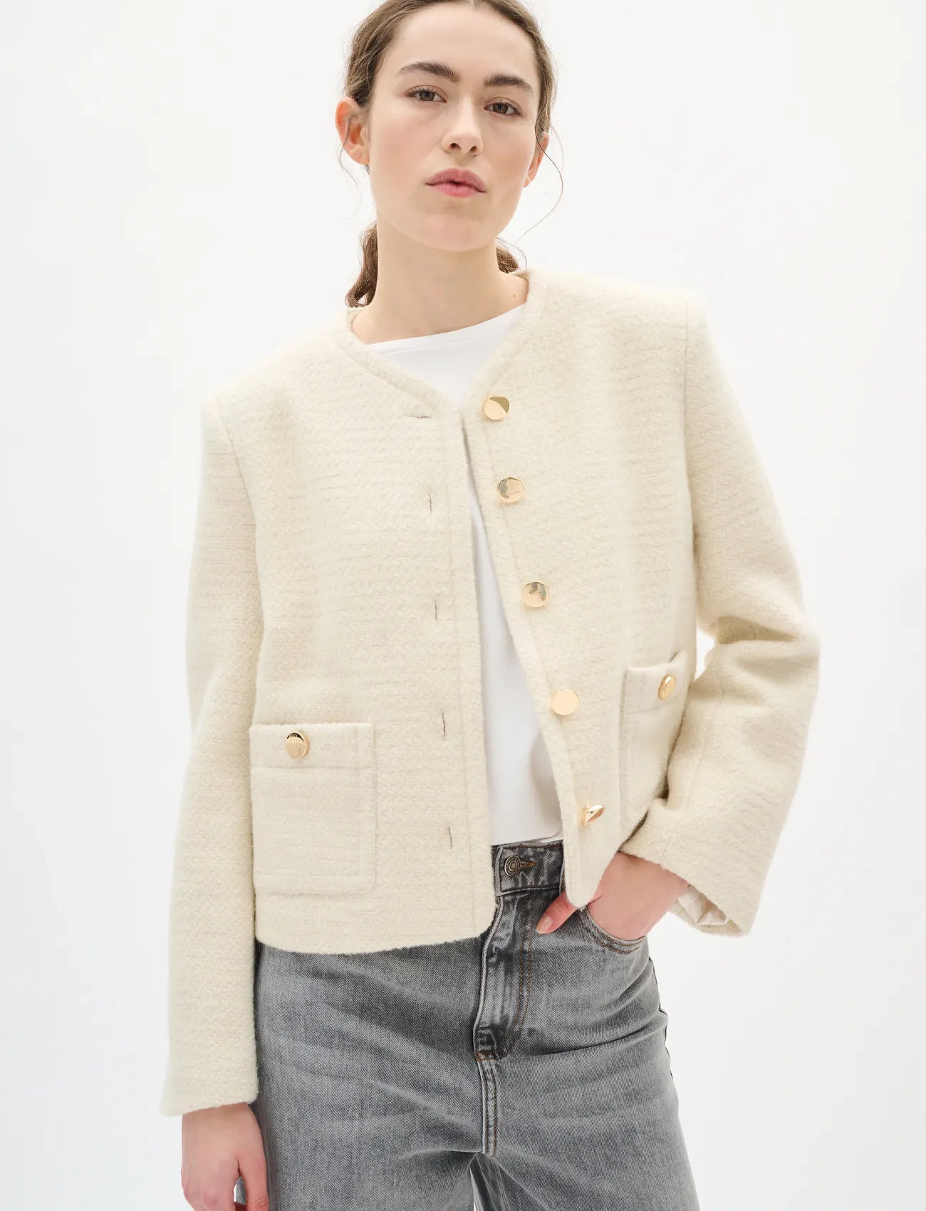 InWear Zeeniaiw Jacket, 36, Cream, Blazere > Cropped Blazere, Dame
