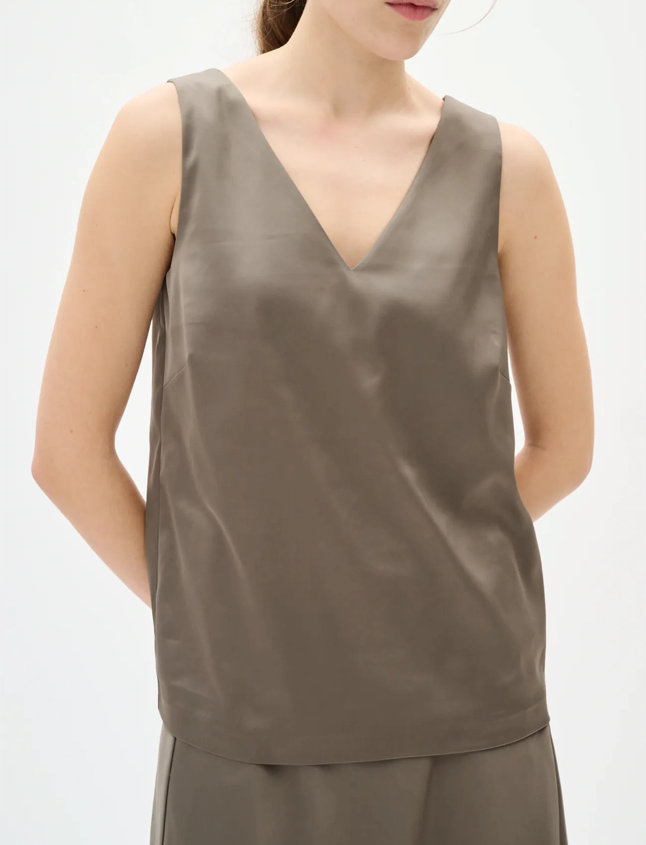 InWear Zilkyiw V Top, 34, Grey, T-Shirts & Toppe > Uden Ærmer, Dame