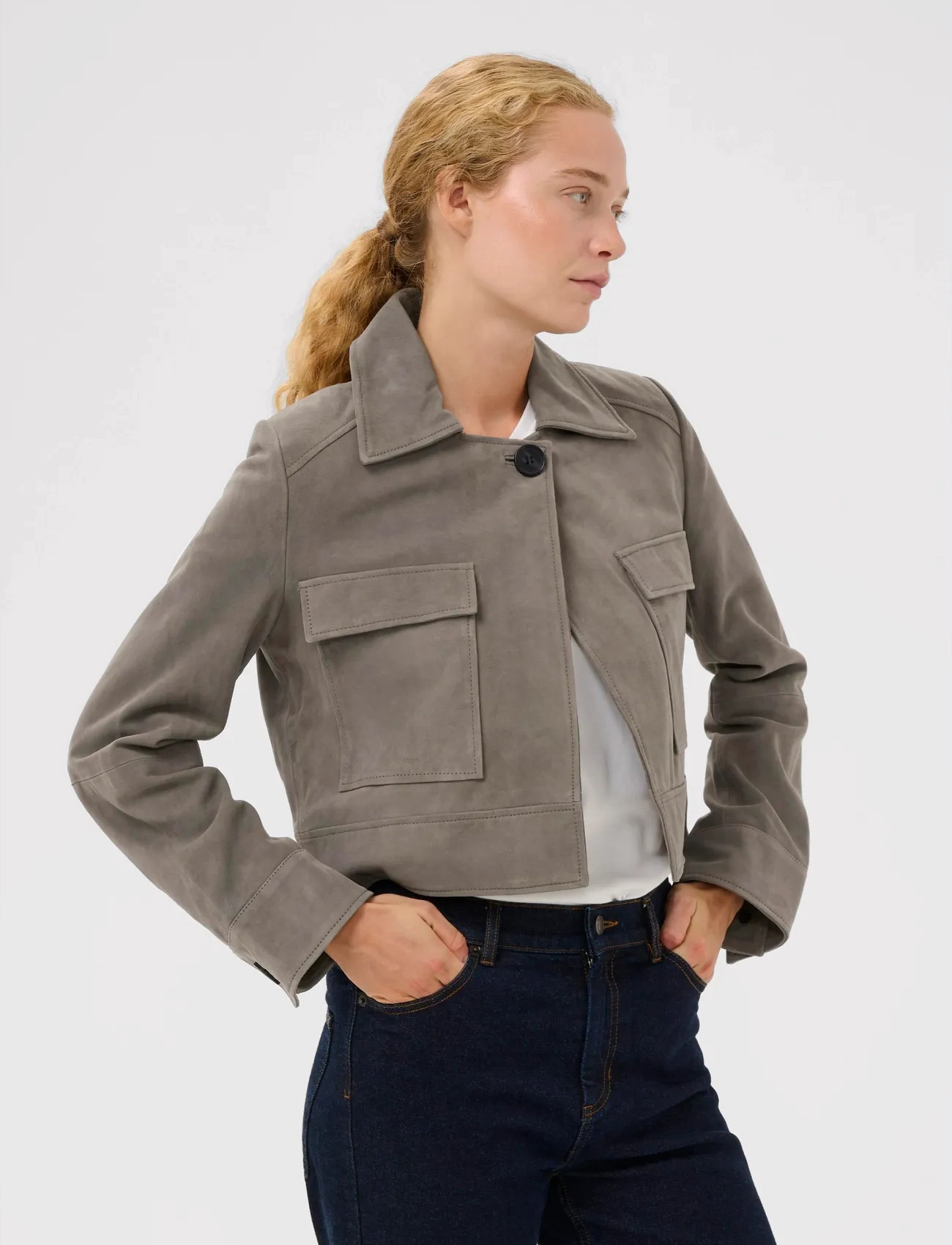InWear Carnikaiw Jacket, 40, Grey, Jakker > Læder, Dame