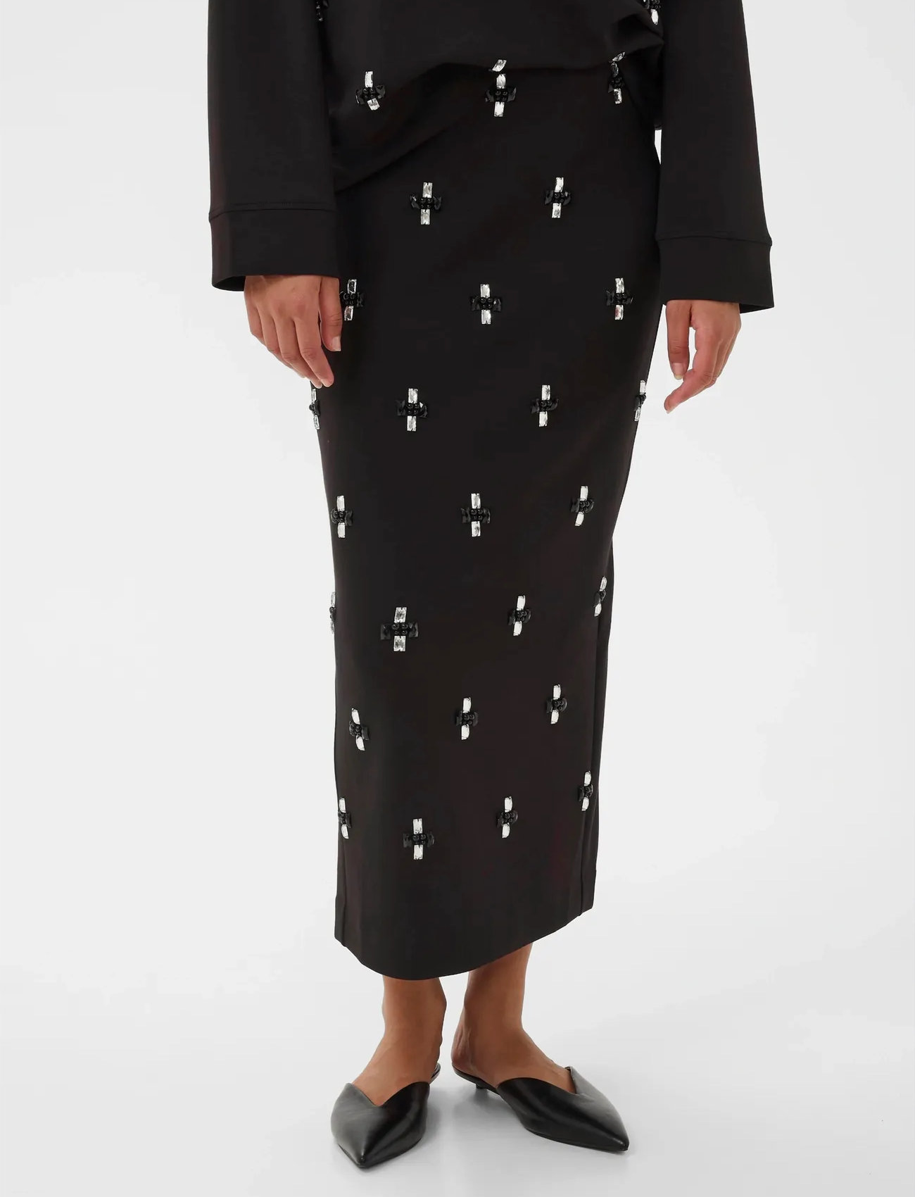InWear Aidaiw Deco Skirt, S, Black, Nederdele > Knælange Og Midi Nederdele, Dame