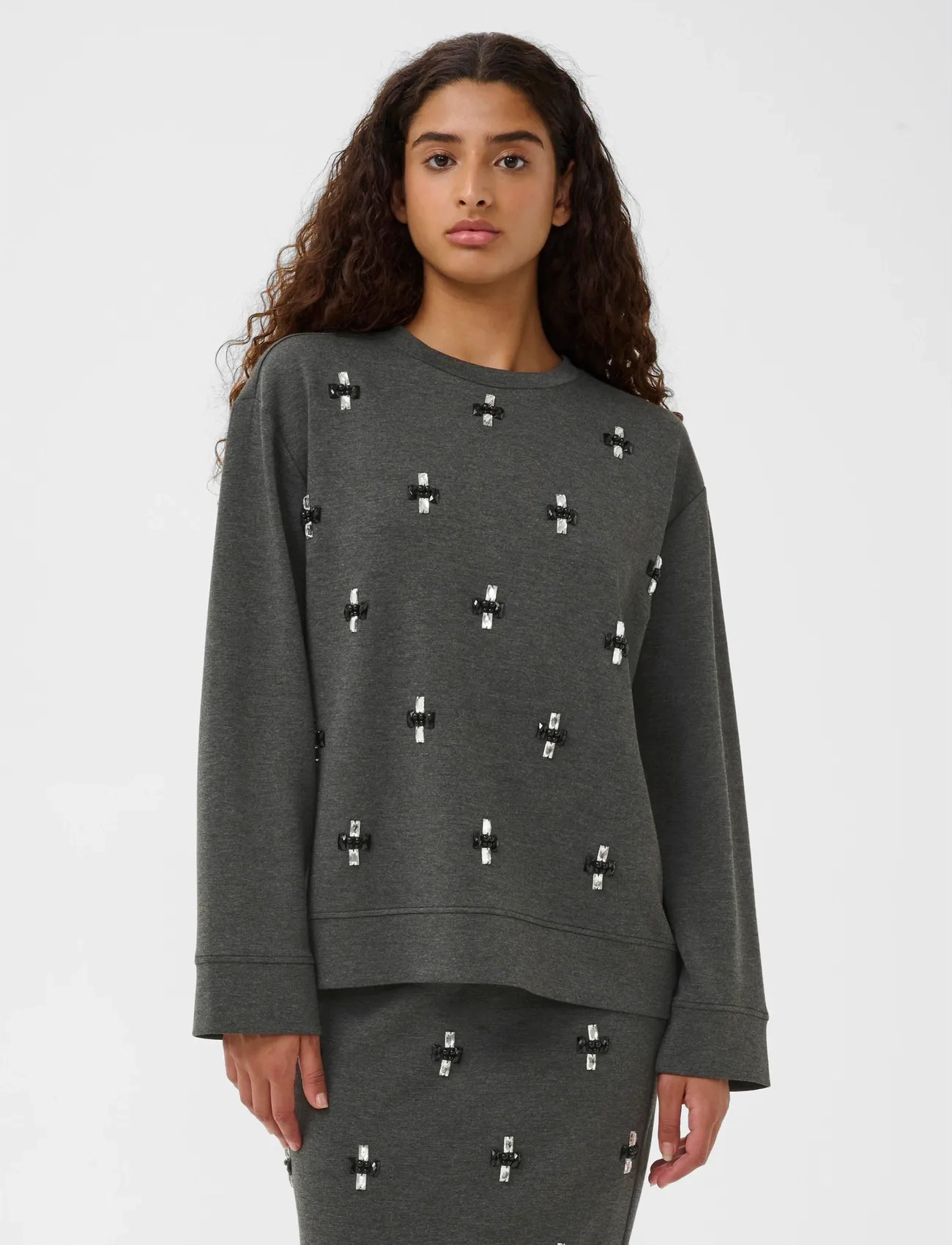 InWear Kincentiw Melange Deco Blouse, XL, Grey, Bluser > Langærmede, Dame
