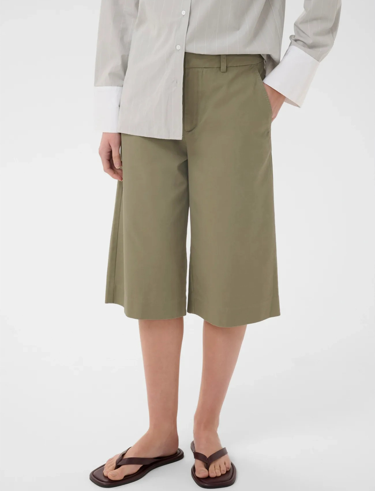 InWear Diaziw Culotte Pants, 42, Khaki green, Shorts > Bermudas, Dame