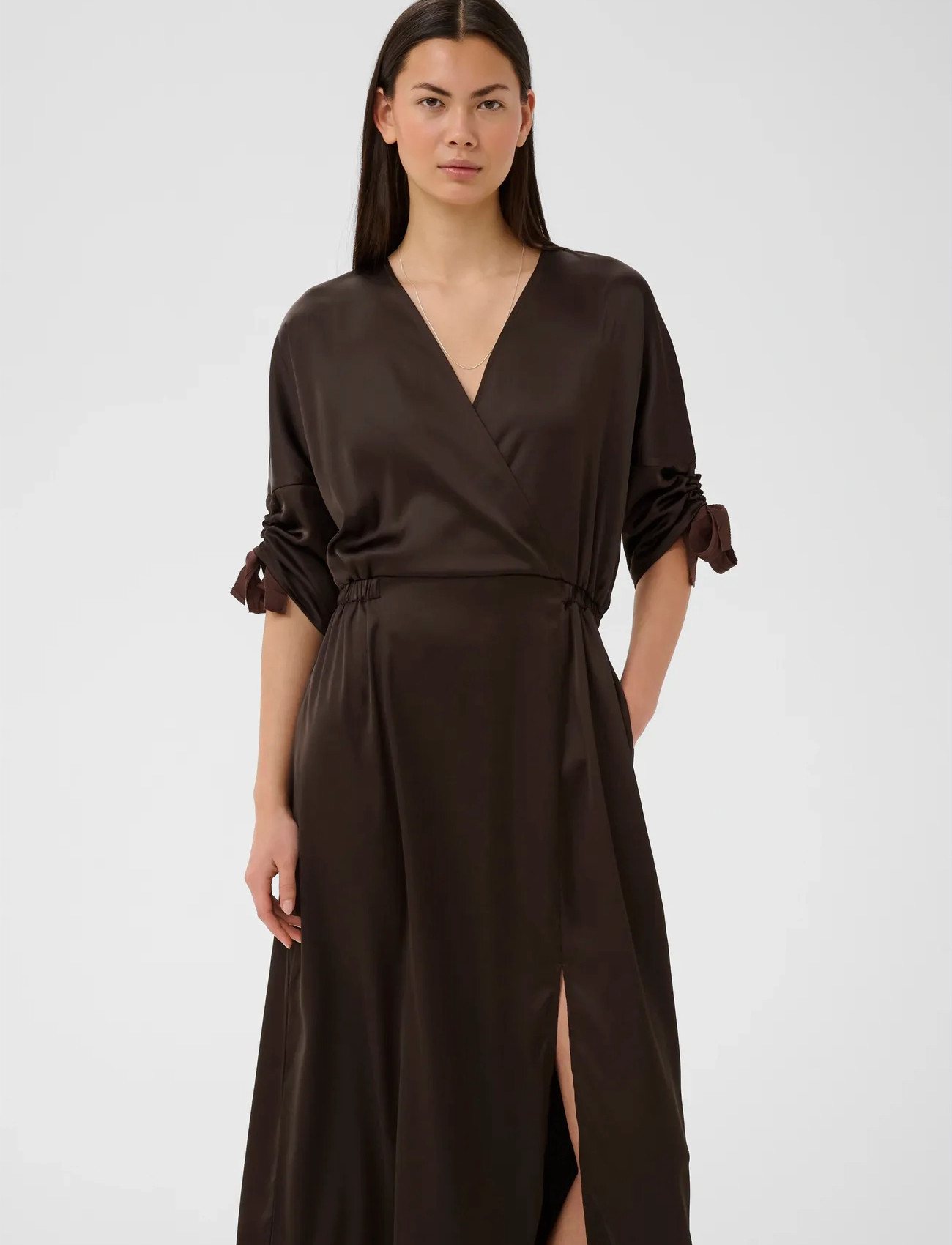 InWear Lakeiw Fake Wrap Dress, 32, Brown, Kjoler > Wrap-Kjoler, Dame