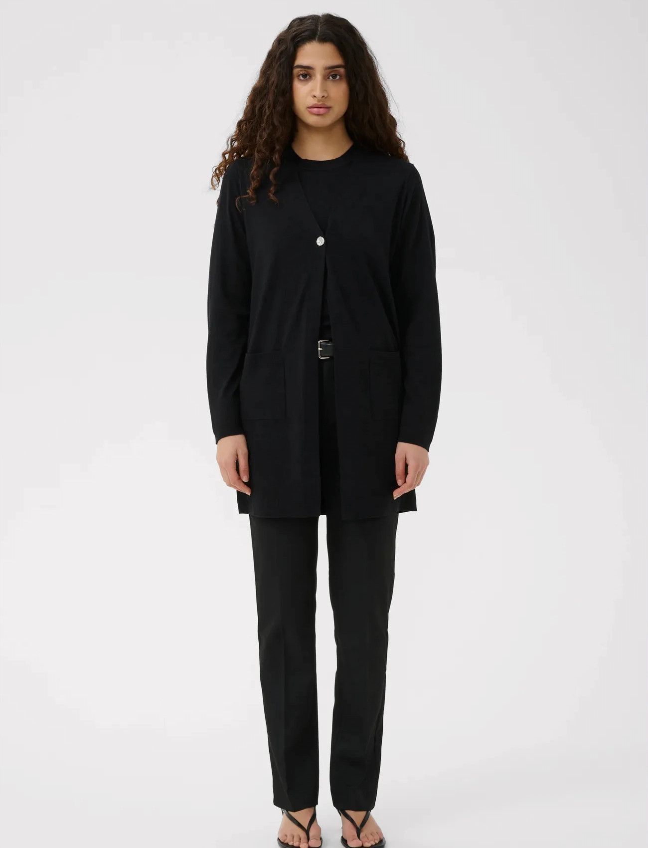 InWear Mikoiw Core Long Cardigan, XXL, Black, Strik > Cardigans, Dame