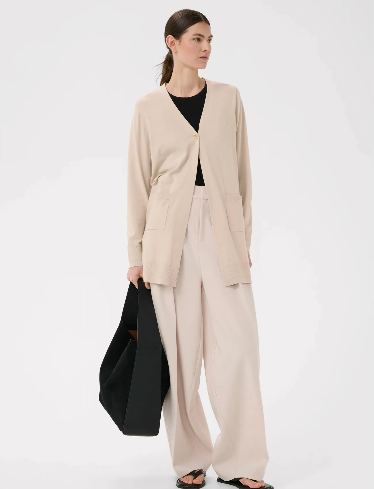 InWear Mikoiw Core Long Cardigan, XL, Beige, Strik > Cardigans, Dame