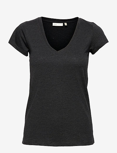 Rena V Tshirt KNTG - t-shirt & tops - dark grey melange