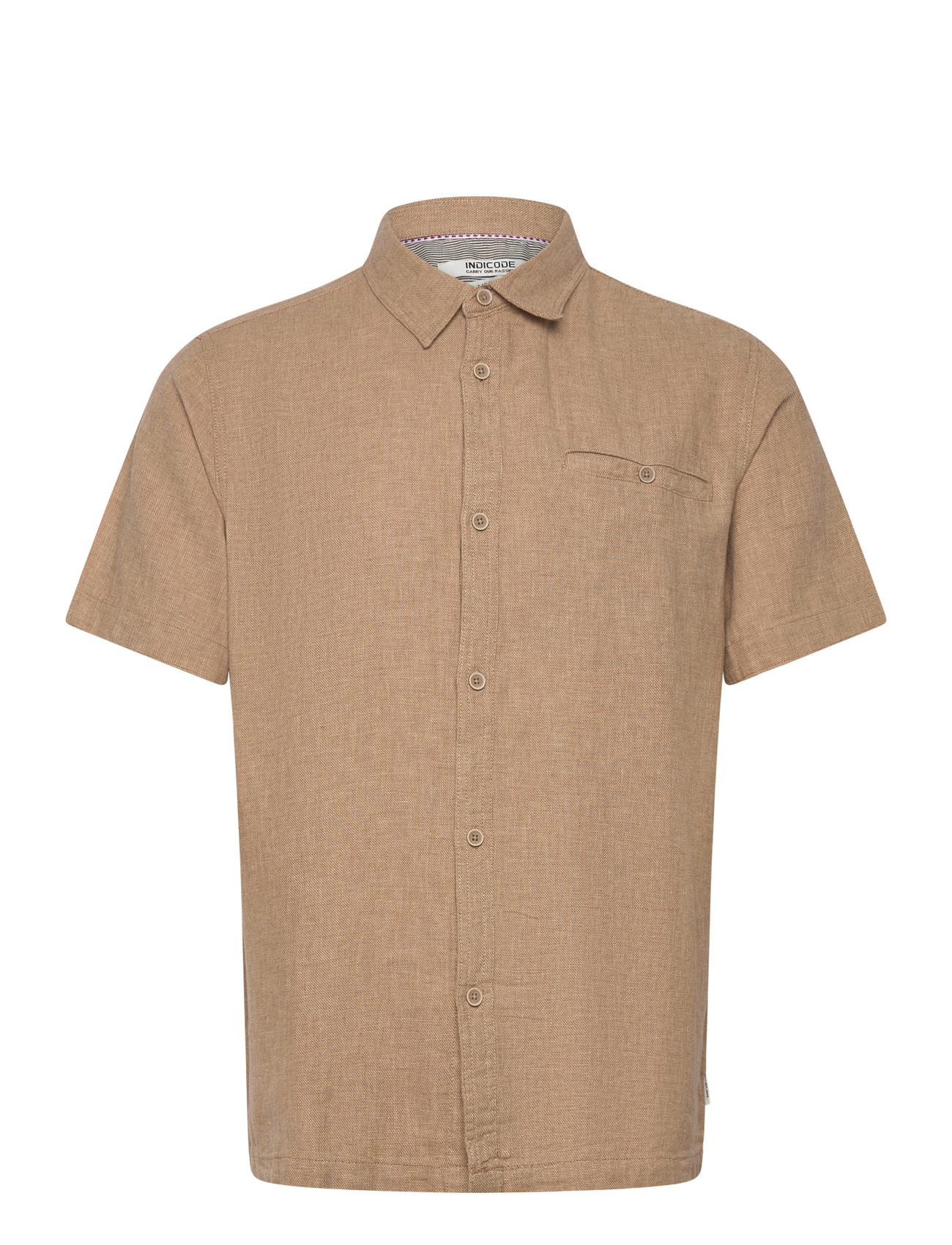 INDICODE Intrope Shirt S/S, L, Brown, Skjorter > Kortærmede Shirts, Herre