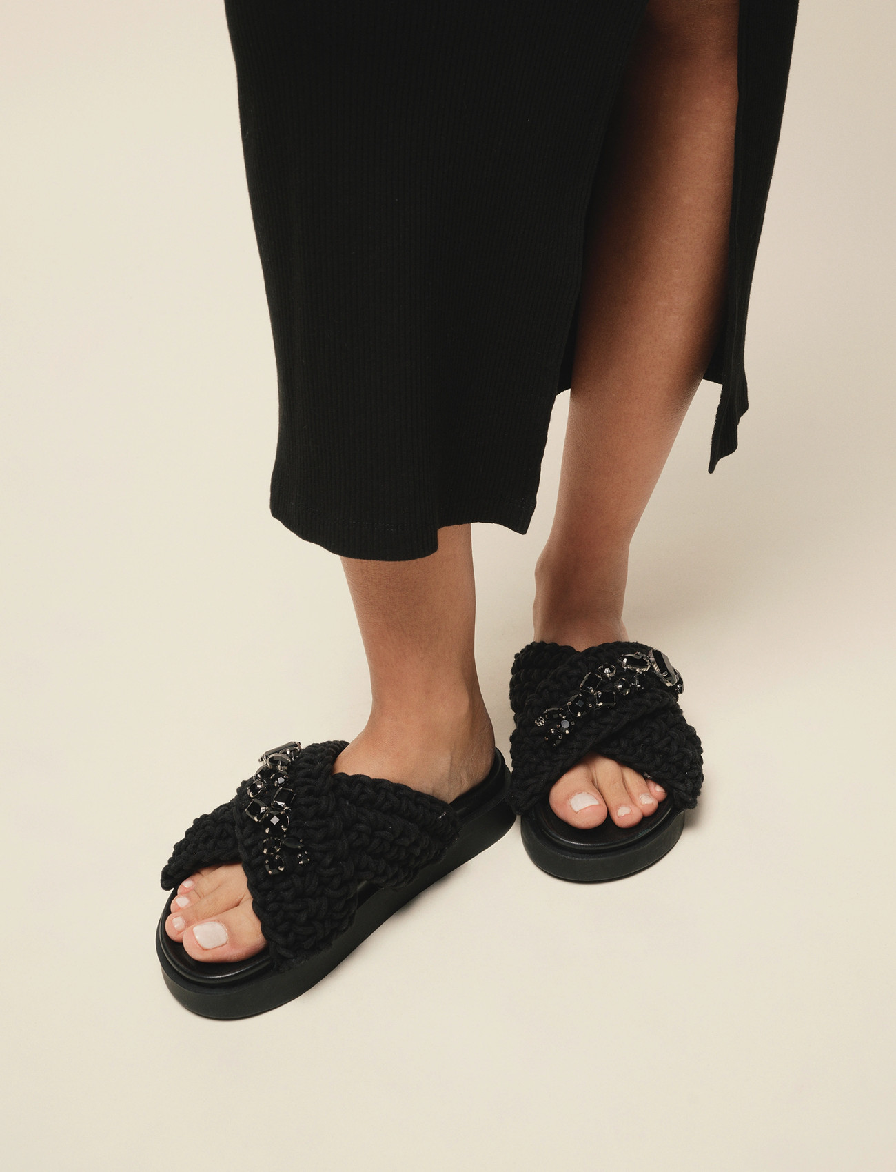 Inuikii Woven Stones, 40, Black, Sandals > Platform Sandals, Dame